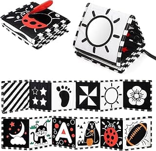 URMYWO Black and White Baby Toys, Tummy Time High Contrast Newborn Toys 0-3 Months, Soft Baby Book, Visual Stimulation Montessori Sensory Infant Toys 0-6-12 Months, Shower Gift for Boys Girls