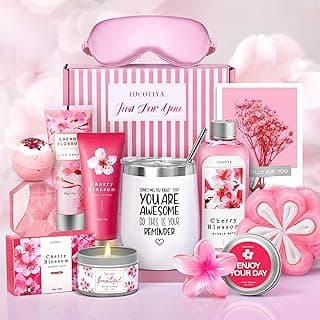 Gifts for Women Birthday Gifts, Spa Gifts Set- 10 Pcs Christmas Valentine's Mother's Day Gifts and Cherry Blossoms Self Care Package Gifts Women, Relaxing Gifts Basket