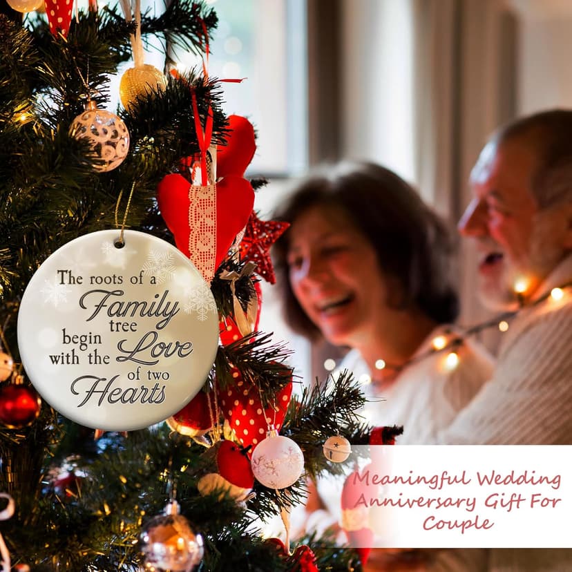 50th Wedding Anniversary Ornament - Ceramic Christmas Ornament Gift for Couple, Parents, Friend - 50th Anniversary Present Holiday Decoration