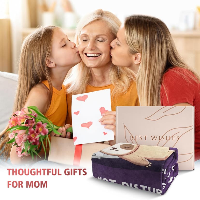 Funny Gifts for Mom Christmas, Mom is Charging Sloth Blanket, Birthday Gifts for Moms from Daguther Son, Moms Gift for Mothers Day, Soft Sloth Throws Blanket for Mother 60" x 50"