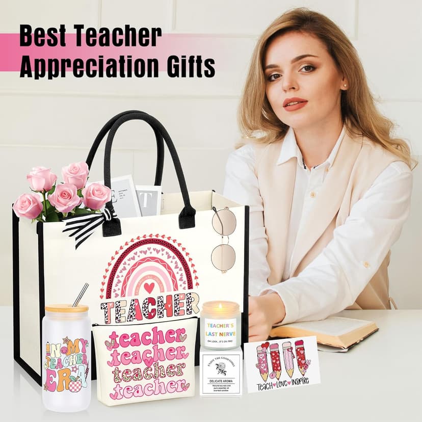 Teacher Appreciation Gifts, Teacher Valentine Christmas Gifts Ideas Basket Set of 5