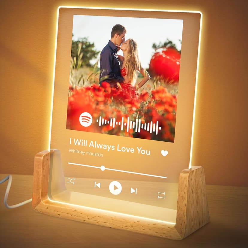 My Sign Center Personalized Gifts for Girlfriend, Her, Women, Wife - Custom Spotify Plaque, Customized Picture Frame For Couple, Boyfriend, Him, Anniversary and Birthday, 6"x8" Acrylic Photo