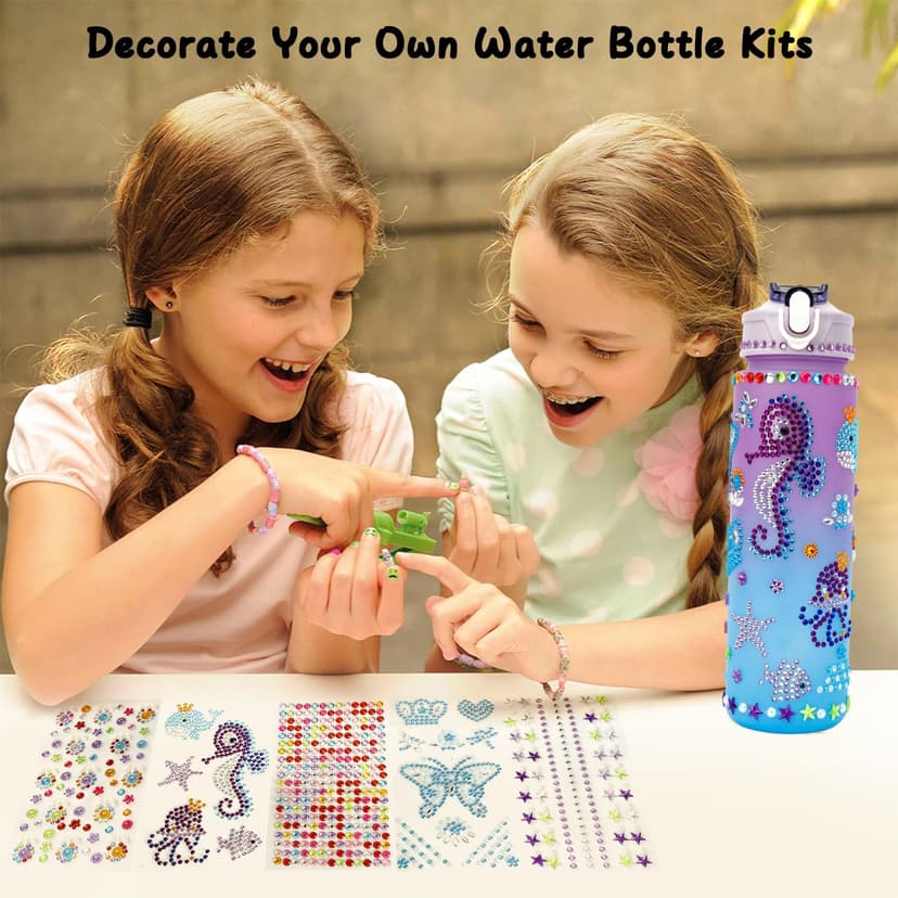 muyurra Christmas Gift for Girls Decorate Your Own Water Bottle Kits for Girls Age 4-12, Girl Water Bottle DIY Arts and Crafts Kits Supplies Christmas Birthday Gifts for Girl 4 5 6 7 8 9 10 Year Old