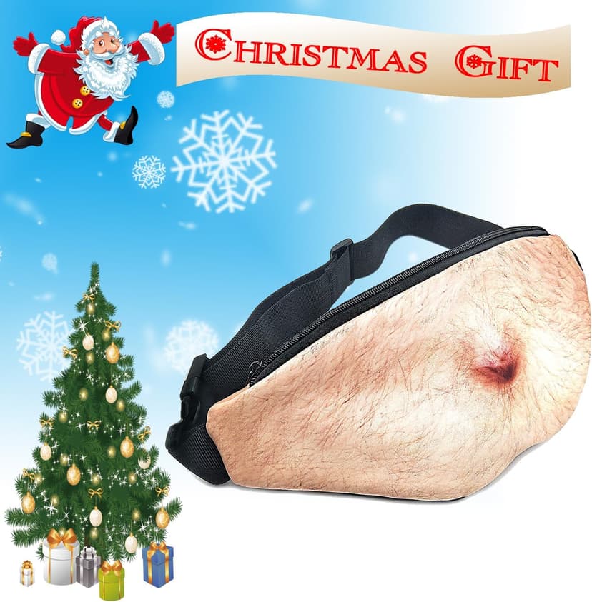 White Elephant Gifts Funny Gag Gifts,3D Men Beer Fake Belly Dad Bag Waist Packs,Waterproof Fanny Pack Unisex for Father's Day,Christmas,Stocking Stuffers for Men Boyfriend Husband Him Friend Dad