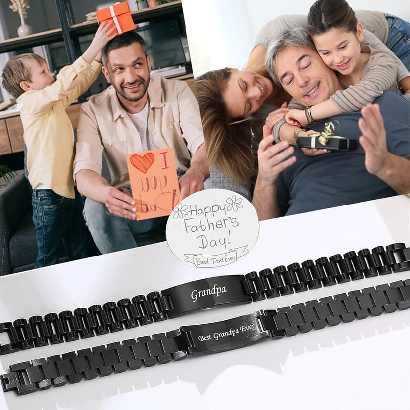 VNOX Masculine Watch Band Stainless Steel Link Bracelet Personalized Jewelry Gift for Men DAD Father Husband Boyfriend