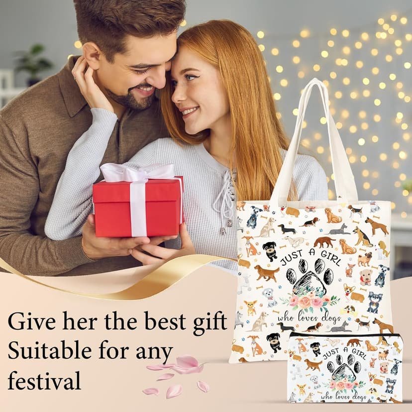 Cute Gifts for Dog Lover, Dog mom Gift Reusable Grocery Beach Shopping Bag for Women, Birthday Gift for Mom Daughter Friends Sisters Who Loves Dogs