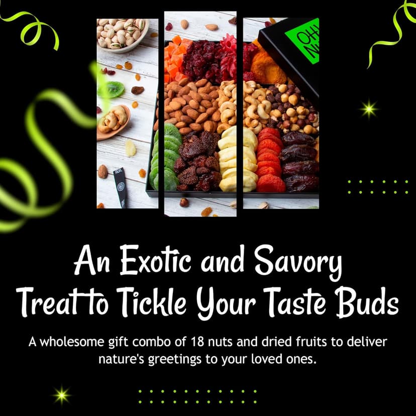 Oh! Nuts Dried Fruit and Nuts Gift Basket XL 18 Variety Basket - Gourmet Holiday Kosher Gift Box - Food Snack Box for Birthday, Anniversary, Corporate Gift for Men, Women, Mom, Dad