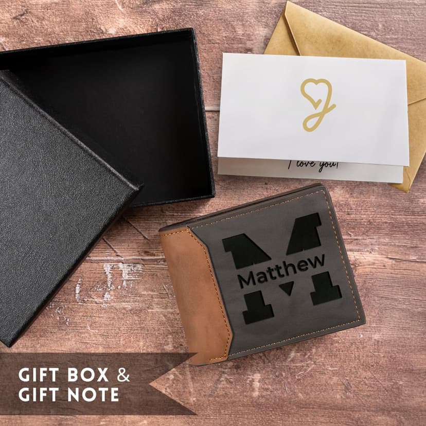 GIFTS TO ENGRAVE Personalized Gifts for Men – Custom Wallets for Men with Name Engraving | Personalized Wallet for Men – Great Fathers Day Wallet Gift for Husband, Dad, or Boyfriend