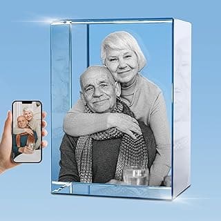 Personalized 3D Crystal Photo, Picture Cube Idea Gift With Your Own Photo, Customized Christmas, Birthday, Wedding Memorial, Mother's Day, Couples Gift for Women, Wife, Husband, Men - Small Portrait