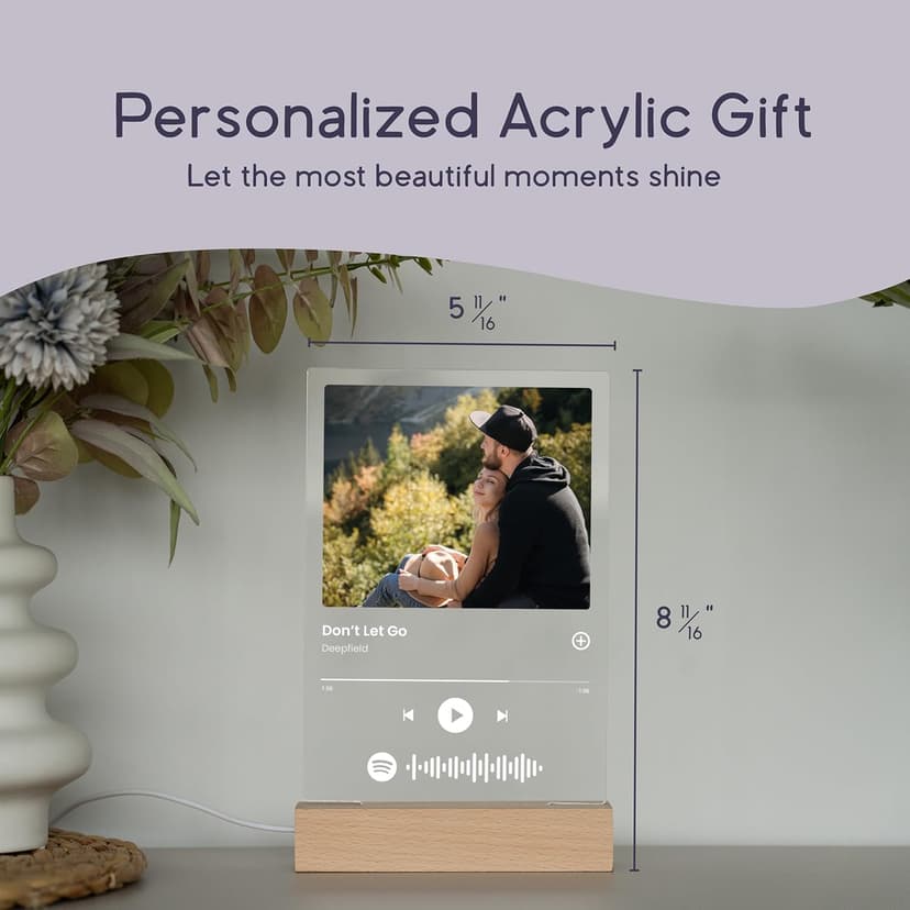 Custom Music Plaque - Personalized Acrylic Song Plaque/Glass Album Cover/Present for Girlfriend - Customized Music Sign - Long Distance Gifts - Couple Present for Her/Him/Boyfriend