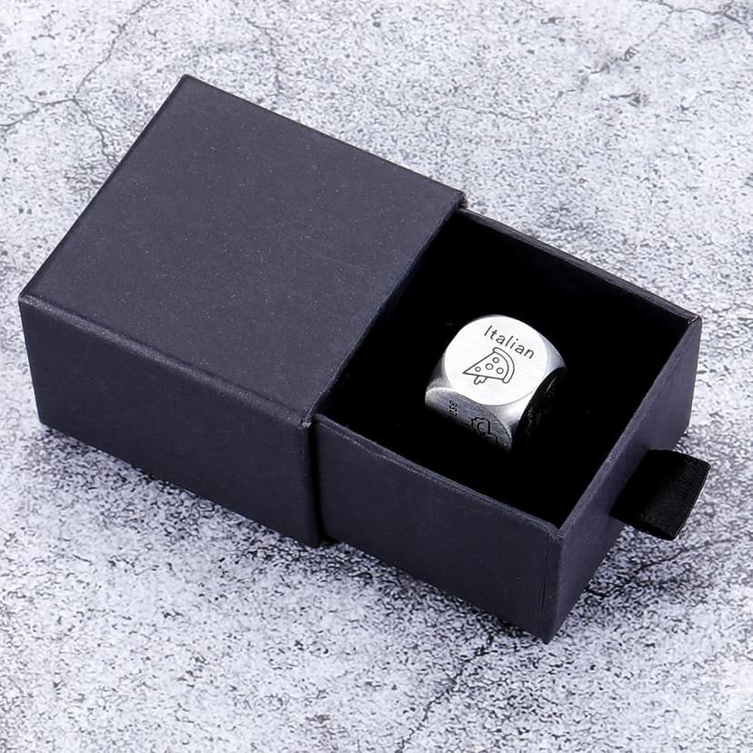 Anniversary Steel Gifts for Him Her Date Night Dice Gift for Boyfriend Girlfriend Wife Husband Couple Women Men Food Dice Decider Sweetest Day Birthday Wedding Valentines Christmas White Elephant