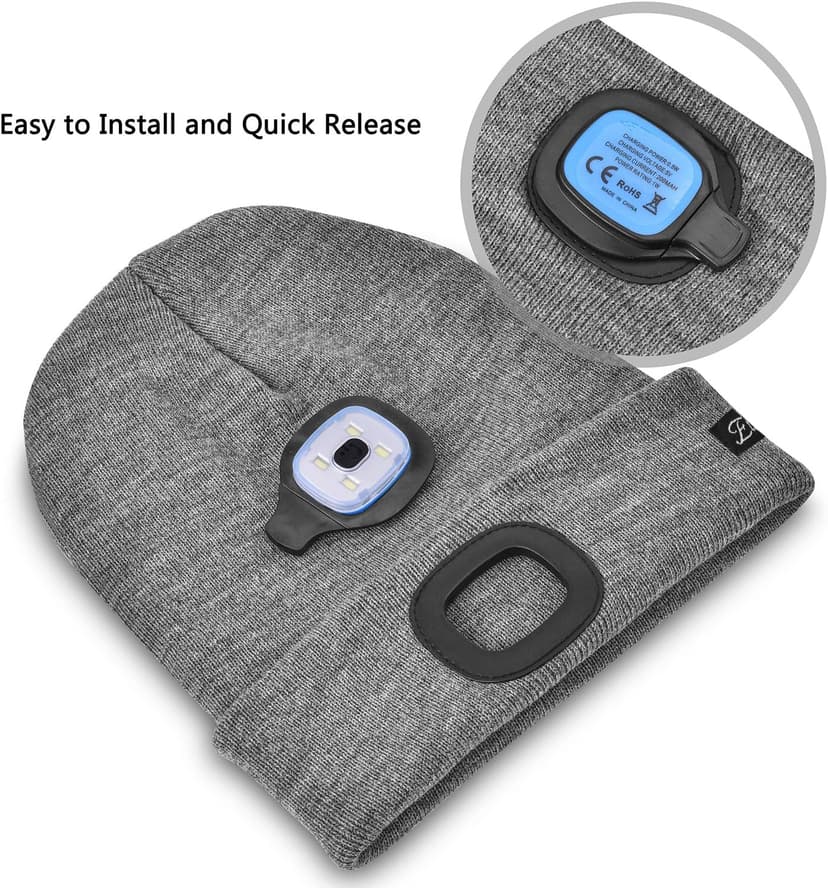 Etsfmoa Unisex Beanie with The Light Gifts for Men Dad Father USB Rechargeable Caps