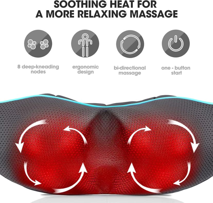 MagicMakers Electric Shiatsu Neck Massager with Heat - Pain Relief for Back, Shoulders & Feet - Gift for Men, Women, Mom & Dad - From Daughter or Son - Ideal for Christmas, Mother's Day & Father's Day