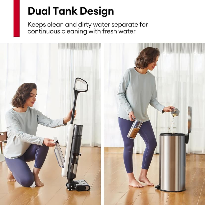 Ultenic Wet Dry Vacuum Cleaner, Cordless Vacuum Mop Combo with Self-Cleaning, 50min Runtime, Smart Mess Detection, Edge Cleaning, LED Display, 3-in-1 Floor Cleaner Machine for Hard Floor, AC1 Elite