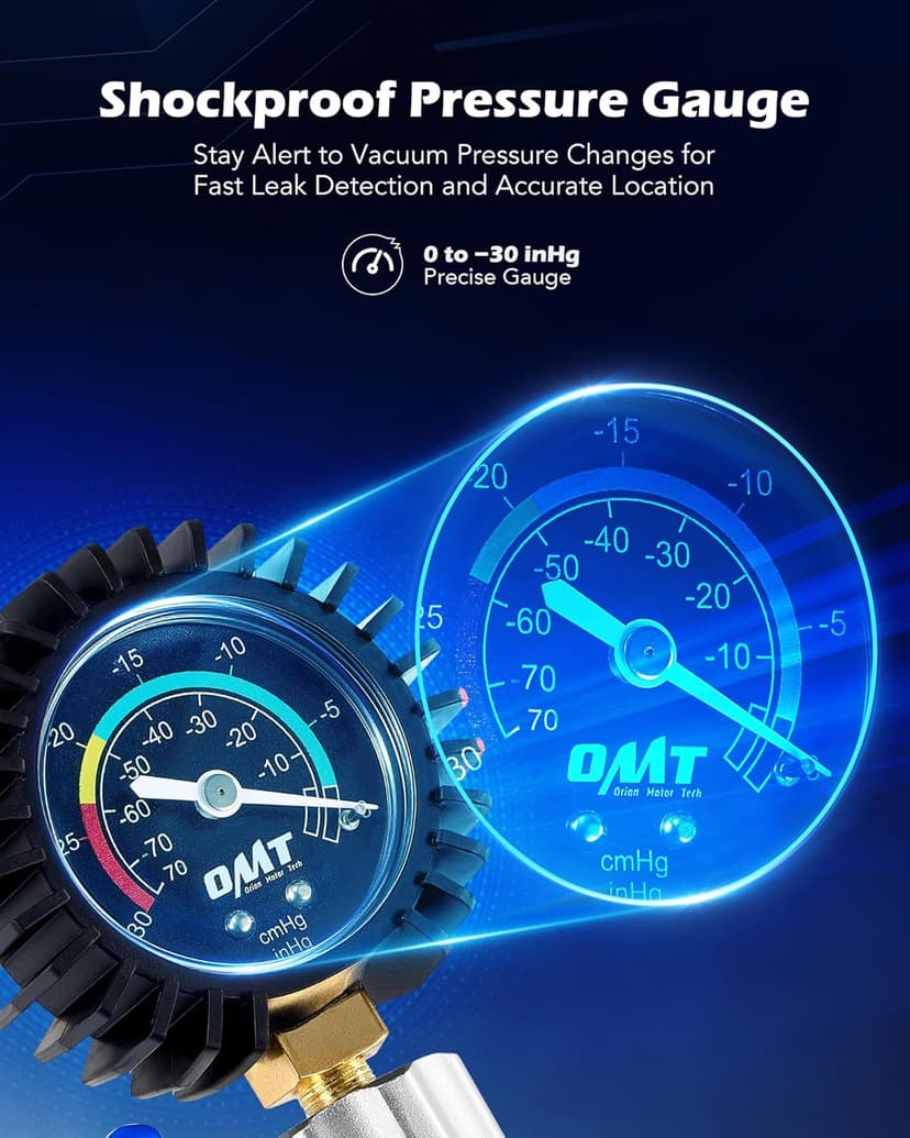 Orion Motor Tech Coolant Vacuum Refill Kit, 13pc Radiator Cooling System Tool Set with Conical Adapter 4 Round Adapters for Leak Detection Cooling Refill, Vacuum Coolant Fill Kit with Splashproof Hose