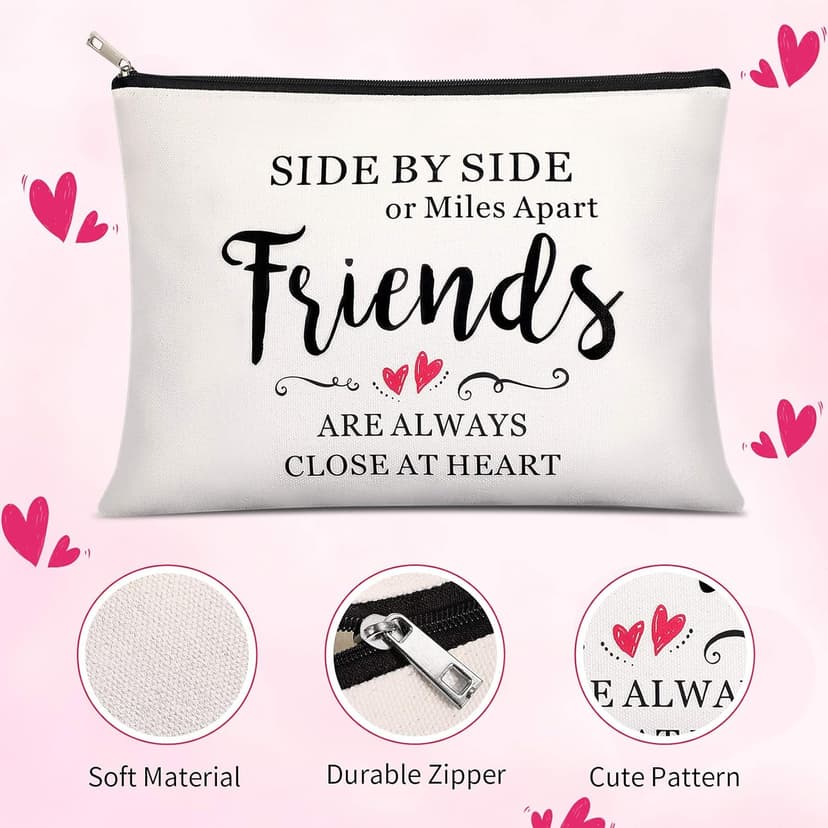 Weewooday 5 Pcs Friend Gifts Cosmetic Bags Friendship Makeup Bags for Women Party Favors, Long Distance Friendship, Side by Side Friends Gift, Girls Weekend Gifts for Birthday Teacher