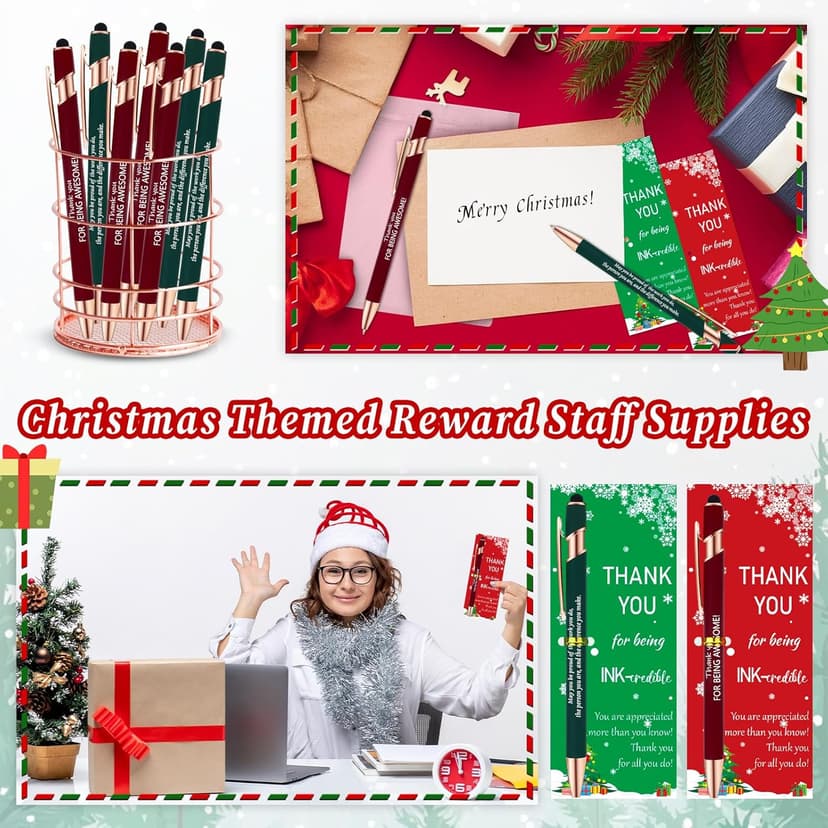 CZWZ 30 Pack Christmas Employee Appreciation Gifts Set, Thank You Pens with Appreciation Cards, Inspirational Ballpoint Pens for Staff Recognition Coworkers Teachers Christmas Thank You Gifts