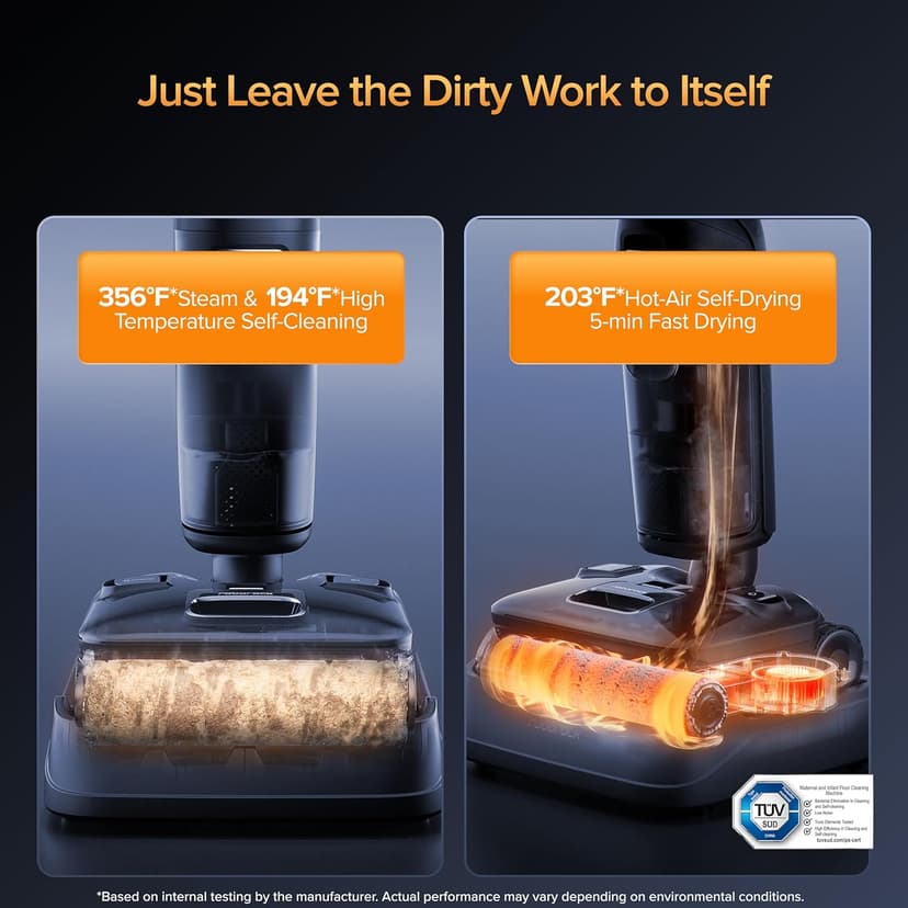 roborock F25 Ultra Steam Wet Dry Vacuum Cleaner, 356°F Steam Mop & 187°F Hot Water Cordless Vacuum Mop All in One, Floor Washer with Blue Light, 194°F Self-Cleaning, 180° Lay-Flat, AI Assitant Wheels