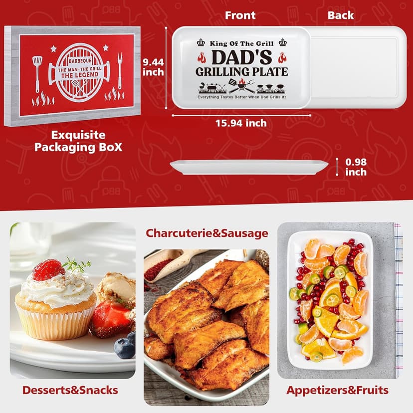 Dad Christmas Birthday Gifts,Best Dad Ever Gifts from Daughter Son,Funny BBQ Grilling Platter with Apron Sets Thanksgiving Xmas White Elephant Present for Bonus Step New First Daddy Father Papa