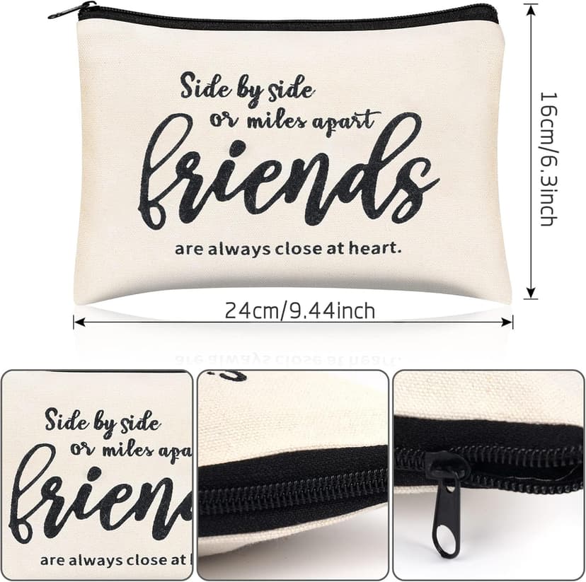 Kolewo4ever 12 Pieces Girl Trip Gifts Favors Bulk Friend Appreciation Gifts Set 4 Friends Wine Tumbler 4 Friends Cosmetic Bag 4 Keychains Appreciation Funny Long Distance Friendship Gift