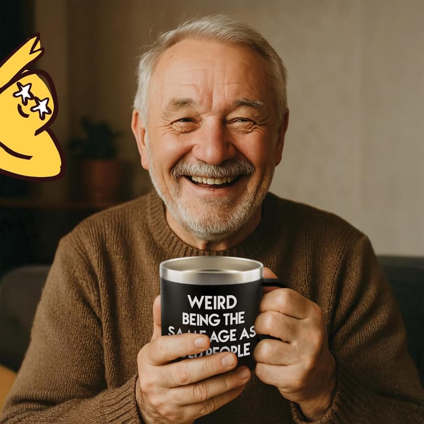 40th 50th 60th 70th Christmas Gifts for Men Fathers Day - Weird Being the Same Age as Old People Mug 14oz Tumbler Black Gifts for Dad Birthday Gift Ideas for 70 Year Old Man Funny Gag Gift for Elderly