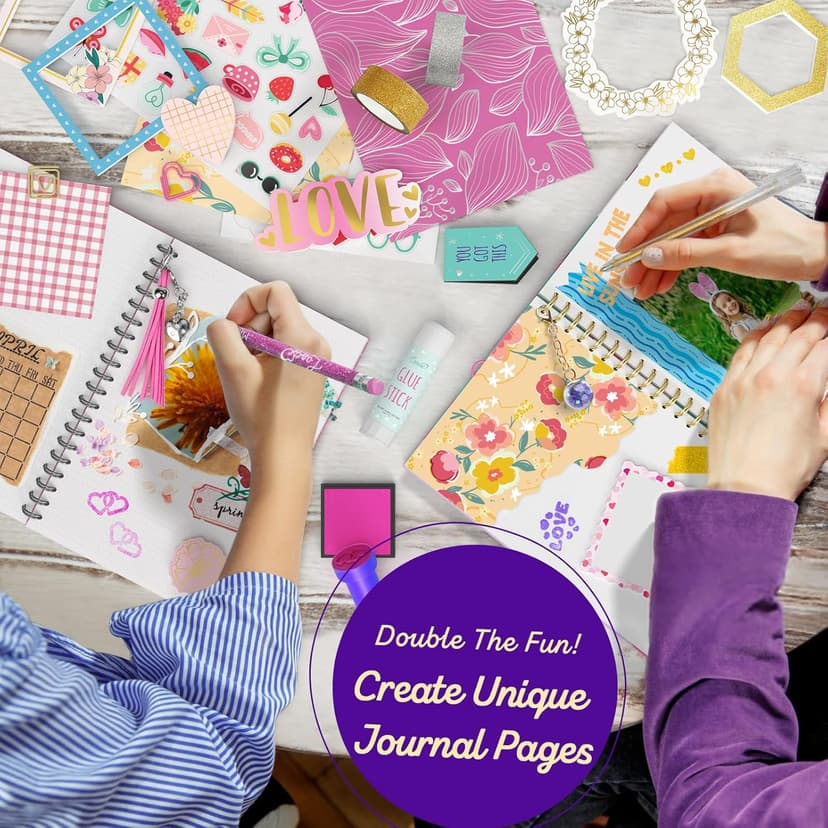 2-Pack DIY Journal Kit for Girls -Christmas Birthday Gifts for Girls 8 9 10 11 12 13 14 Years Old - Arts & Crafts for Teens Trendy Stuff - Scrapbook & Diary Supplies Toys Set