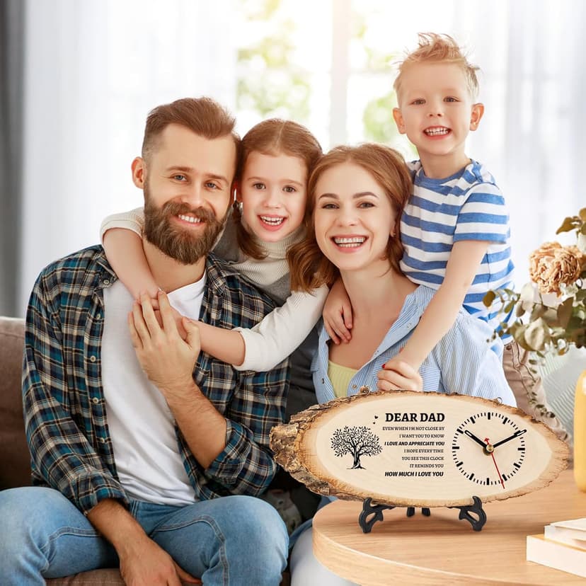 BeauGift Dad Gifts, Wooden Clock Gifts for Daddy from Daughter Son Kids, Dad Birthday Gift Idea for Papa Who Wants Nothing, Christmas from Child to My Dad