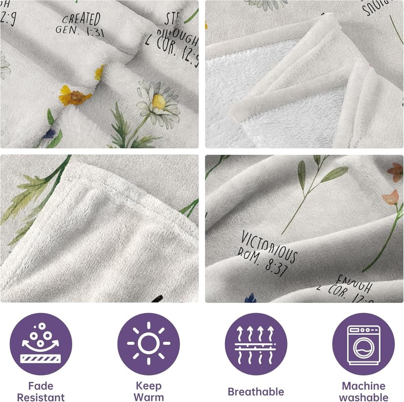 Afterprints Christian Gifts for Women, Christian Blanket with Flowers, Birthday Gifts for Women, Inspirational, Religious Gifts for Sister, Friend, Daughter, Mom, Soft Throw Blankets 50'' x 60''