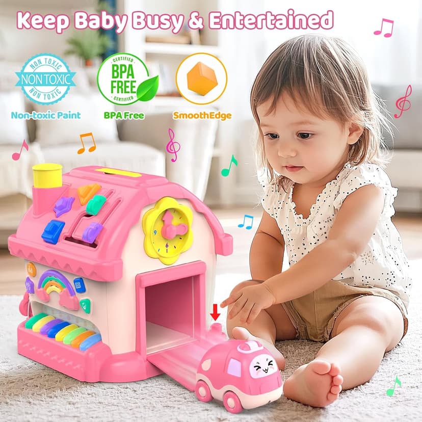 Montessori Toys for 1 Year Old Girl Gifts, 12-in-1 Musical House Toddler Learning Toys for 1-2, 1st First Birthday Gifts for Girls and Boys Baby 6-12 12-18 6-24 Months