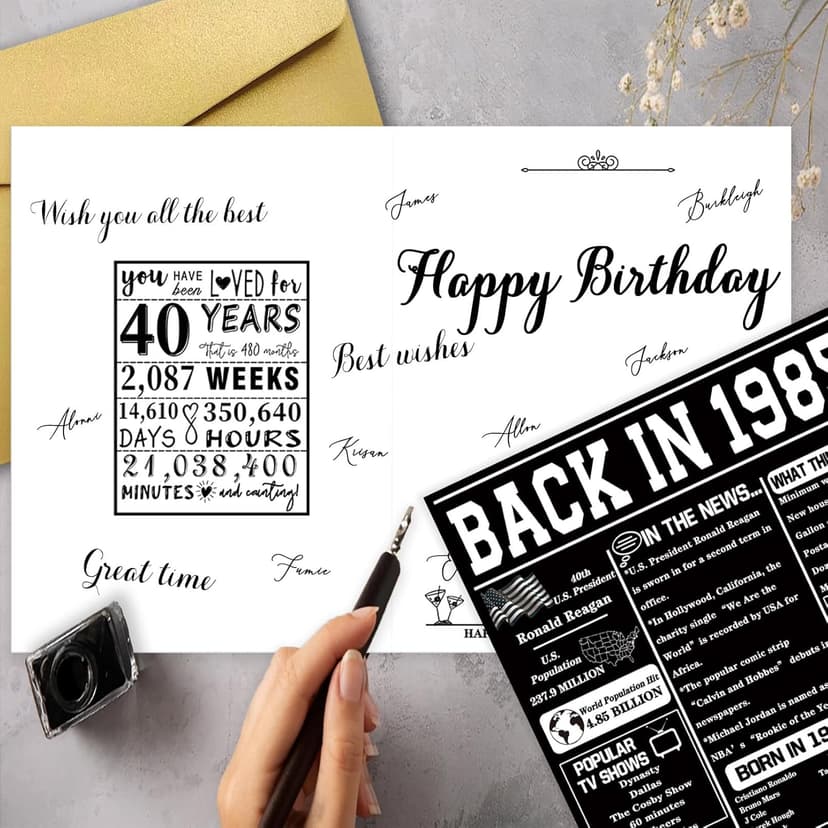 Asmallgf Jumbo 40th Birthday Gift Card with Envelope, Funny Turning 40 Bday Decorations for Mom Dad, Unique Forty Years Old Birthday Gift Idea for Women Men