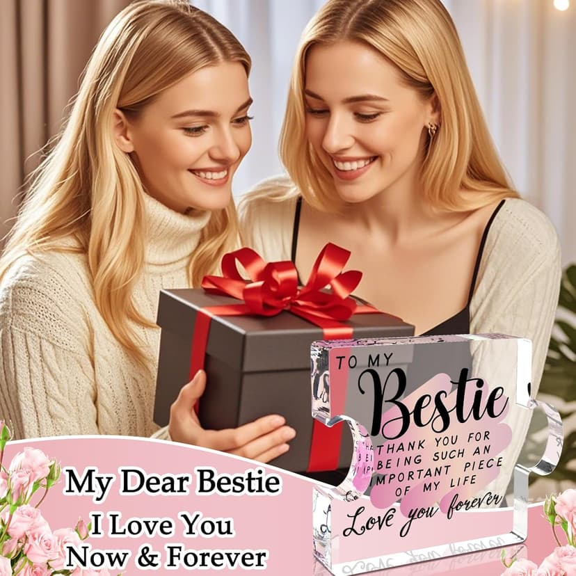 Best Friend Birthday Gifts for Women, Friendship Gifts for Women, Bestie Acrylic Puzzle Plaque Keepsake for Soul Sister Female Bestfriend Work Besties Birthdays, Graduation Gift for Her