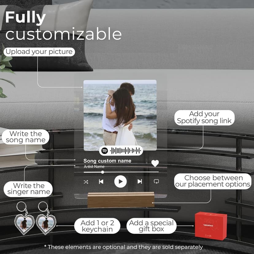 EGD Spotify Decorative Plaque Personalized Gifts, Custom Gifts for Him Her, Customized Picture Frame for Boyfriend Girlfriend Couple Wife Women on Anniversary Birthday, Made in USA