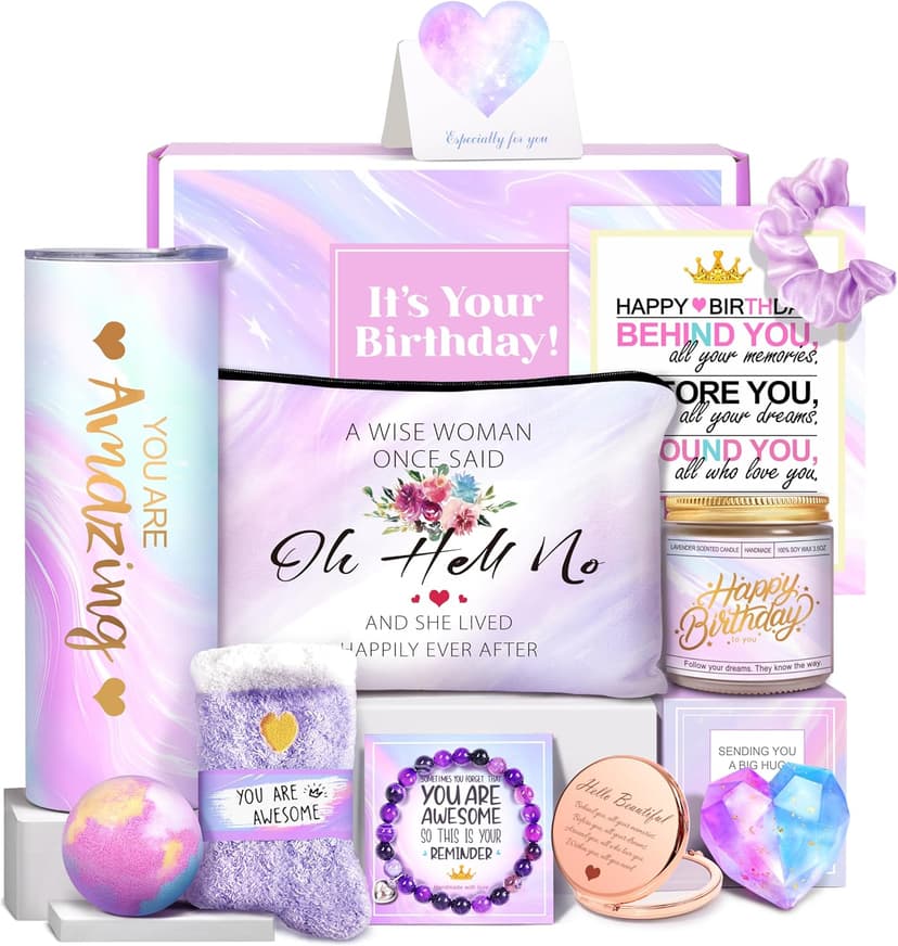 Happy Birthday Gifts for Women, Best Friend Birthday Gifts Basket for Girls Her Daughter Niece Granddaughter Female Sister Mom Coworker, Spa Gift Basket for Women