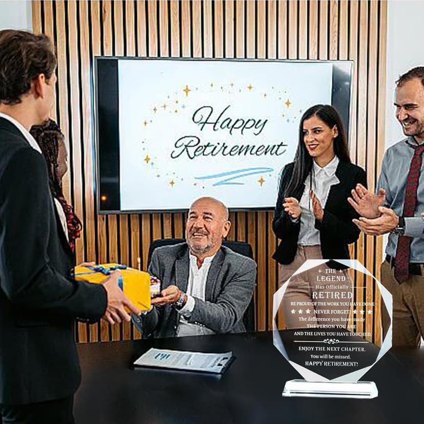 Movdyka Retirement Gifts for Men Women 2025 Happy Retire Present Decorations Crystal Plaque Keepsakes Best Retirement Gift Ideas for Boss Coworker Retired Teacher Doctor Friends Mom