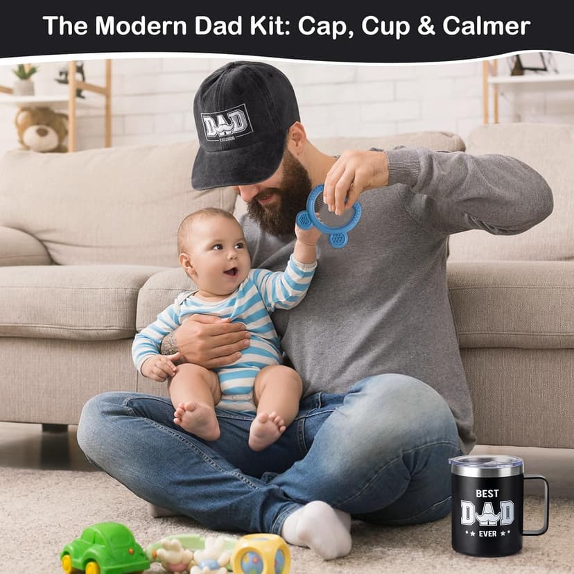 New Dad Gifts Box, 9 Pcs First Time Dad Gifts, Dad to Be Gifts for 1st Time with Tumbler Hat Onesie Socks Keychain for Baby Shower，Unique Kit for Soon to Be or Expecting Father