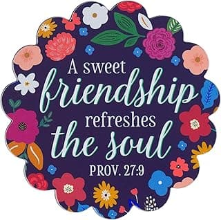 Christian Art Gifts Inspirational Refrigerator Scripture Magnet Set for Women with Bible Verses: Sweet Friendship - Proverbs 27:9 Multicolor Floral Designs, Home & Kitchen Decorations Size 2.8" x 2.8"