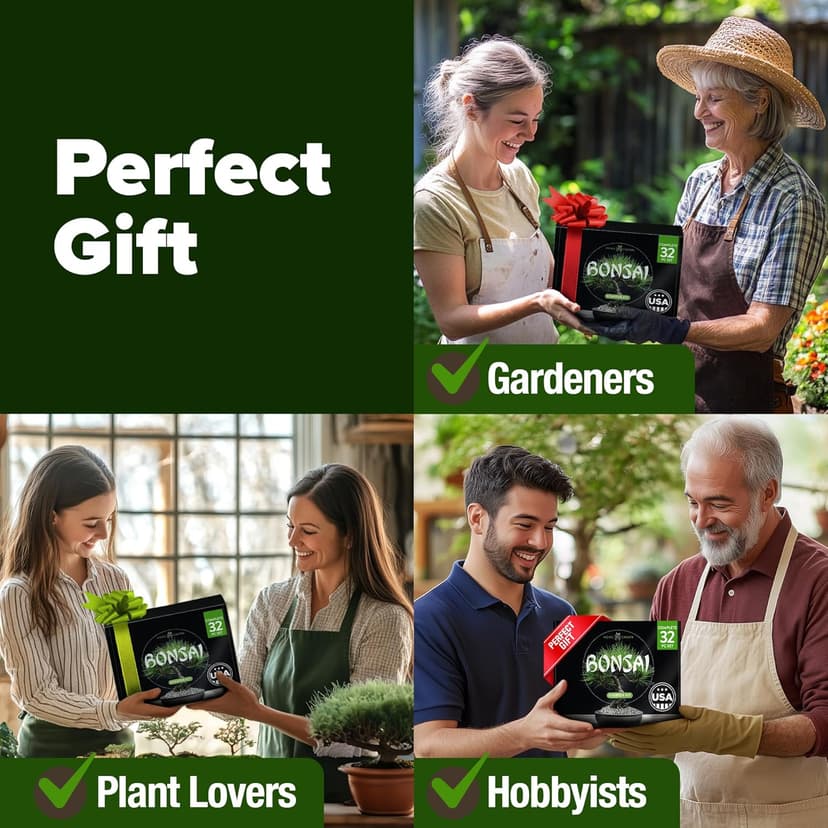Bonsai Tree Kit - Gifts for Men & Women - Grow 4 Bonsai Trees - Unique Gardening Crafts for Adults, DIY Hobbies for Plant Lovers & Gardeners - Unusual Christmas Gift Ideas for Mom & Dad