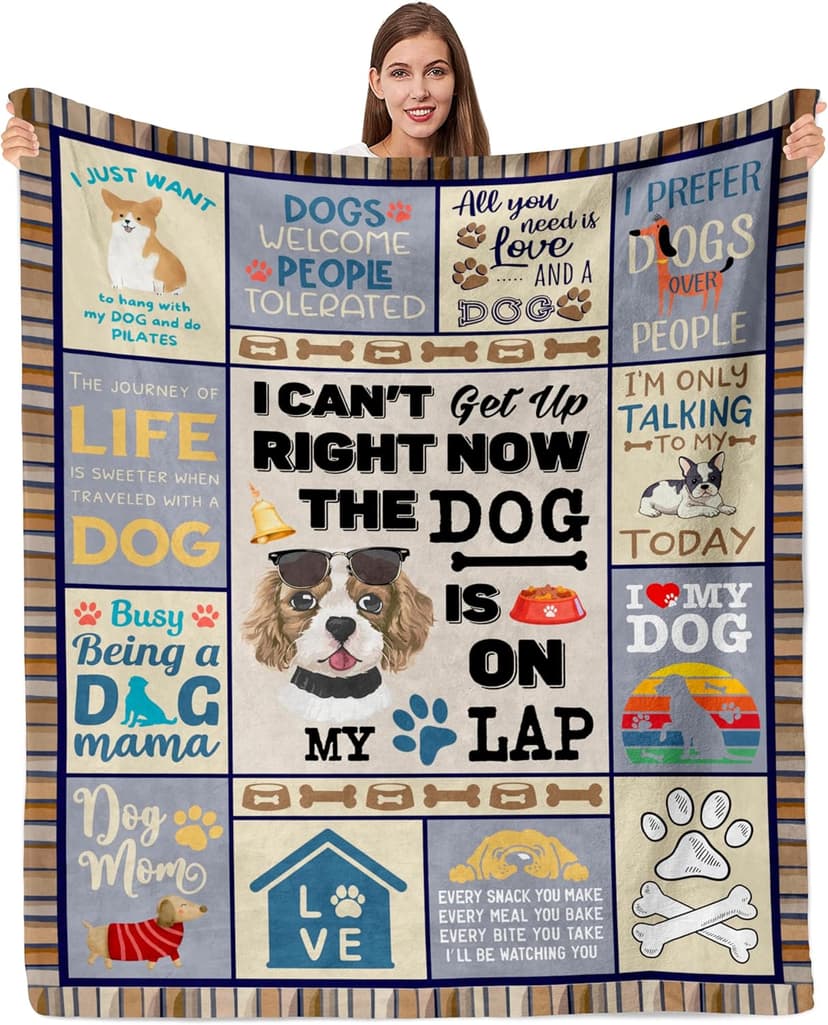 Dog Mom Gifts for Women, Dog Lovers Gifts, Presents for Dog Lovers/Moms Women, Doggie Blanket 50"x60", Presents from Doggie to Mom