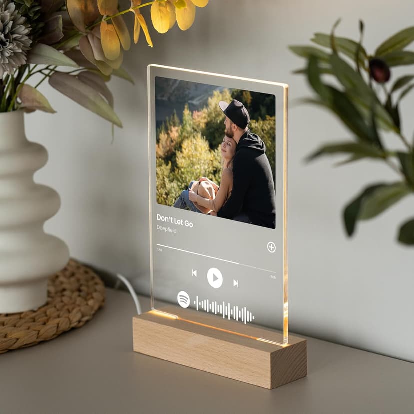 Custom Music Plaque - Personalized Acrylic Song Plaque/Glass Album Cover/Present for Girlfriend - Customized Music Sign - Long Distance Gifts - Couple Present for Her/Him/Boyfriend