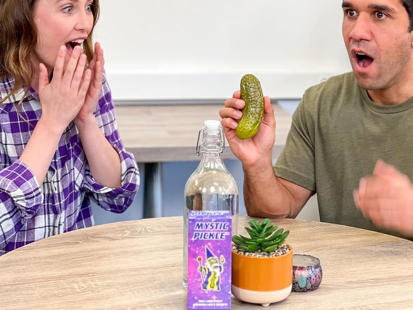 Mystic Pickle - Magic Fortune Teller with +100 Witty Responses - Unveiling The Briny Secrets of The Universe - Endless Entertainment with Friends, Family, Classroom Students - Best Novelty Gag Gift!