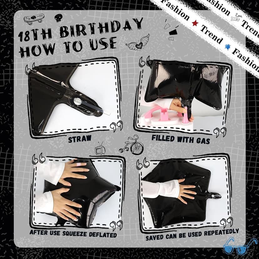 Birthday Party Supplies, Black Birthdays Decorations (18th)