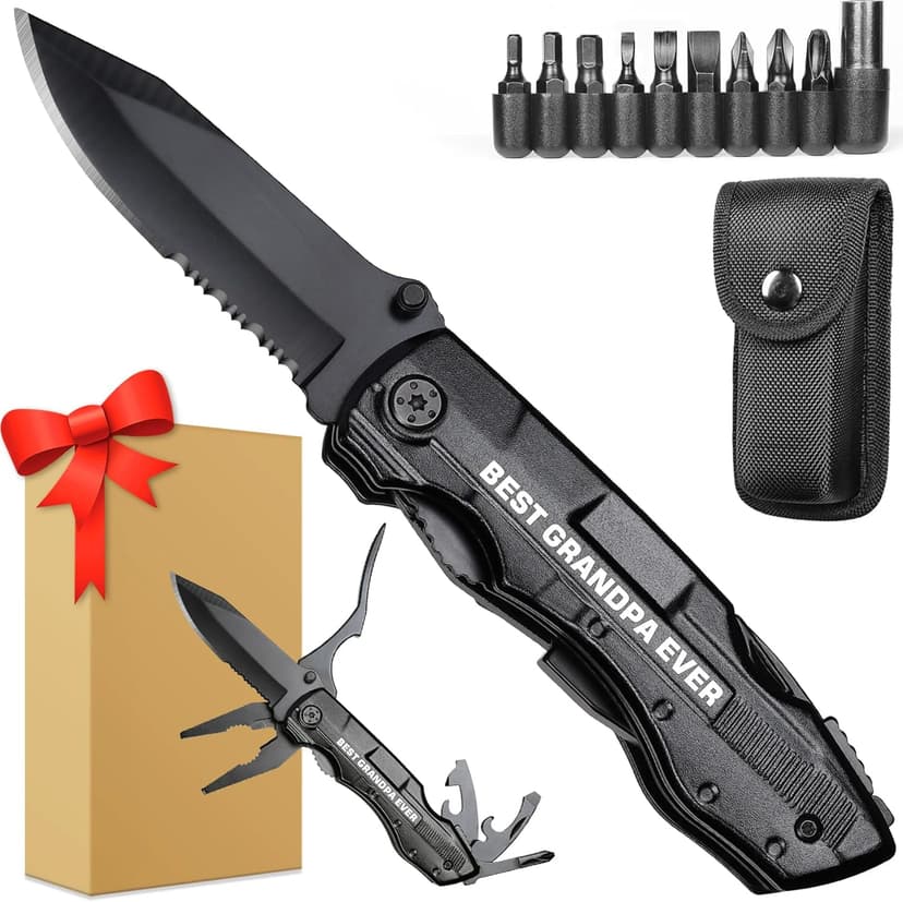 Grandpa Gifts, "BEST GRANDPA EVER" Multitool Knife, Stocking Stuffers for Grandpas, Grandpa’s Christmas Birthday Gifts Idea for Grandfather, Grandpa Fathers Day Gift, Grandpa’s Gift