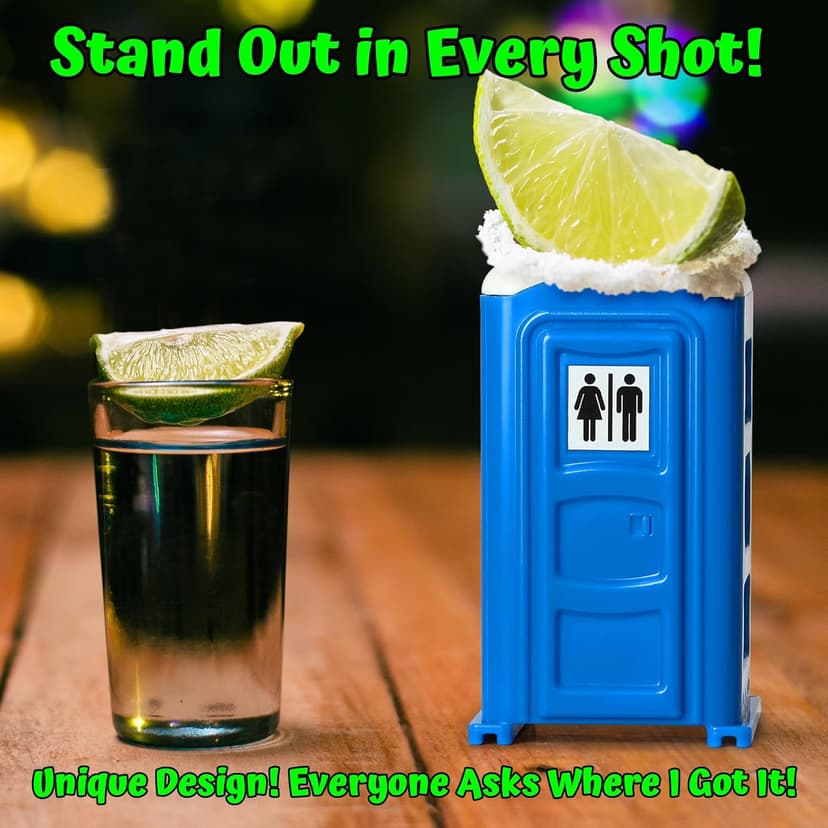 American Designed & Owned, Original Porta Potty Shot Glasses Gag Gift for Men, Top Choice for Number 2 Humor, Funny Shot Glass, White Elephant Gift, Secret Santa and Shot Glass Collectors
