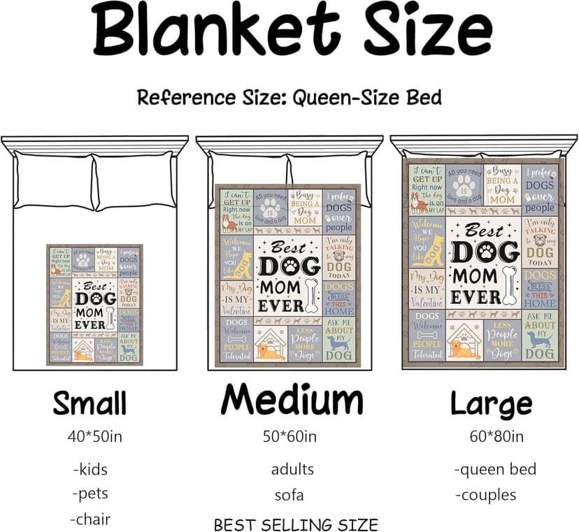 XALAZY Dog Mom Gifts for Women Blanket 50" X 60", Dog Mom Gifts for Dog Lovers& Owners, Best Dog Blanket Throw