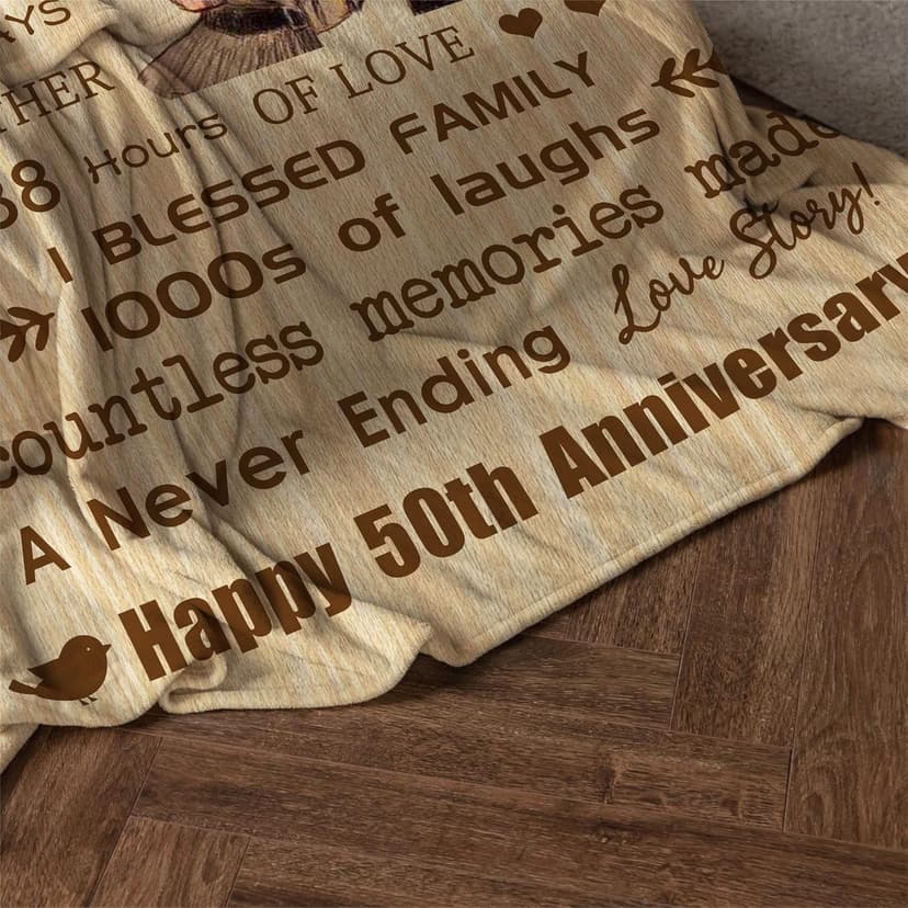50th Anniversary Blanket Gifts, Golden 50th Wedding Anniversary Couple Gifts for Husband, Wife, Dad, Mom, Grandpa, Grandma, Grandparents, 50 Years of Marriage Gift Blanket 60"X 50"