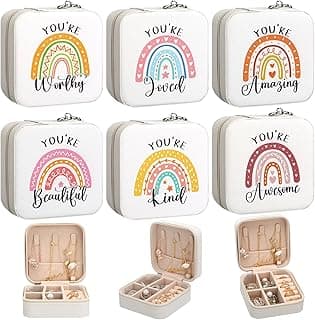 Kenning 6 Pcs Rainbow Inspirational Travel Jewelry Boxes Inspirational Gifts Travel Jewelry Case Employee Appreciation Gifts for Women