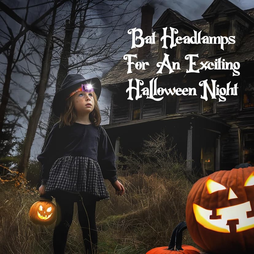 EverBrite Halloween Bat Headlamps Halloween Gifts,3 Modes Head Lamps with Warm/Red/Strobe Lights, Headlights for Halloween Party and Decorations 2 Pack