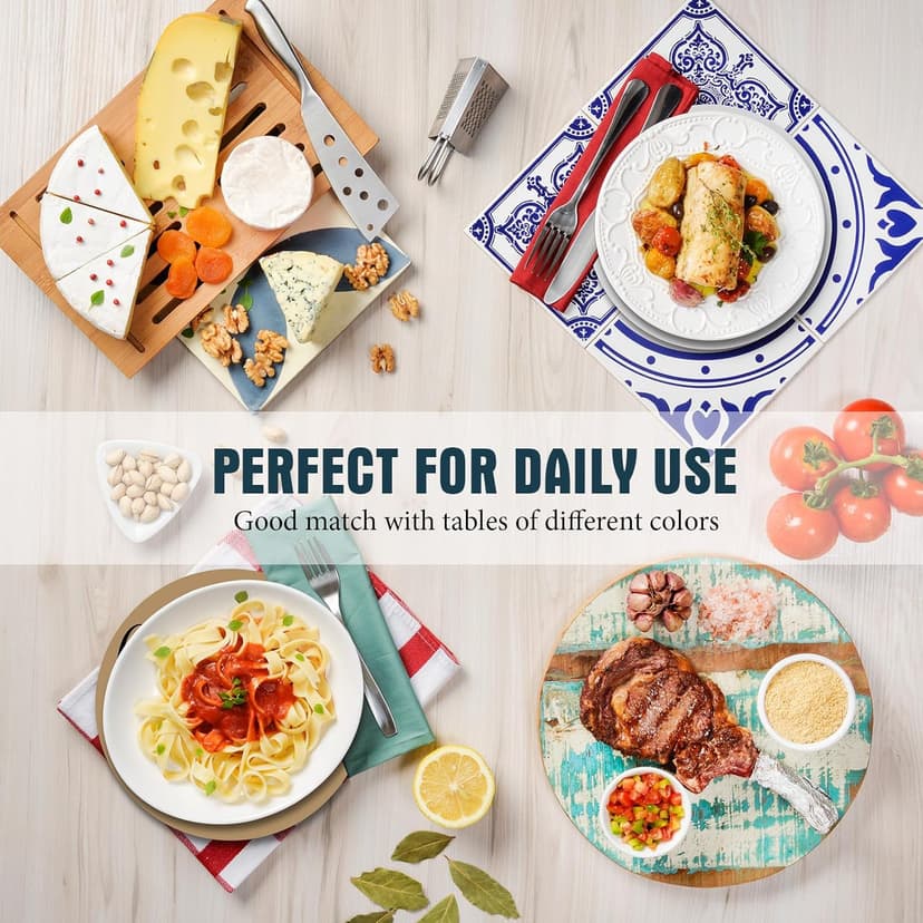 Queekay 6 Pcs Artisanal Wooden Coasters Trivets Set for Hot Pots and Pans Christmas Housewarming Gifts New Home 7" Farmhouse Pot Holder Trivets for New Apartment Home Buyers Presents(Ocean)