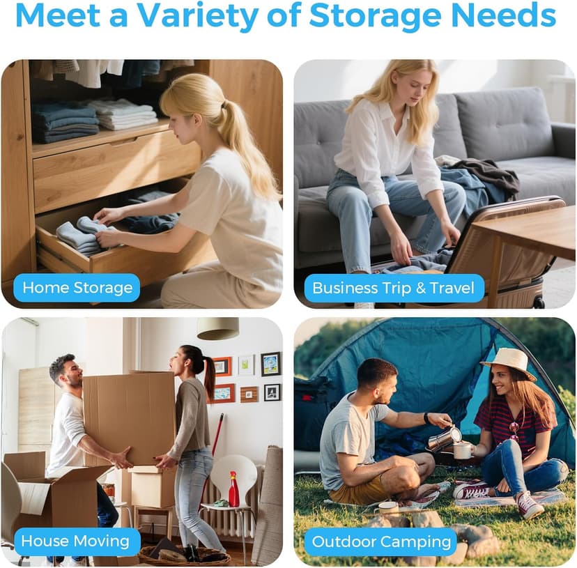 Vacuum Seal Bags for Clothing Travel, 12 Pack Vacuum Storage Bags for Clothes with Portable Electric Pump, Space Saver Bags for Luggage Traveling and Clothing