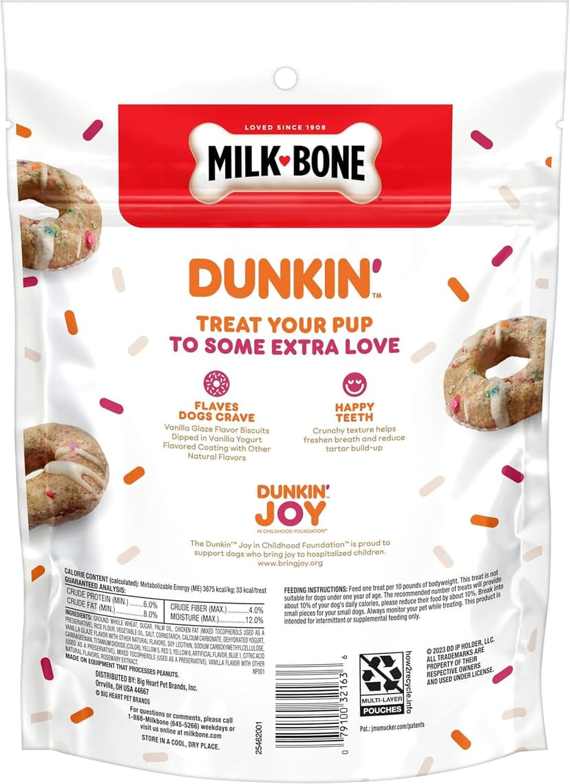 Milk-Bone Dunkin' Vanilla Glaze Flavor Dog Biscuits with Other Natural Flavors, 8 oz Bag